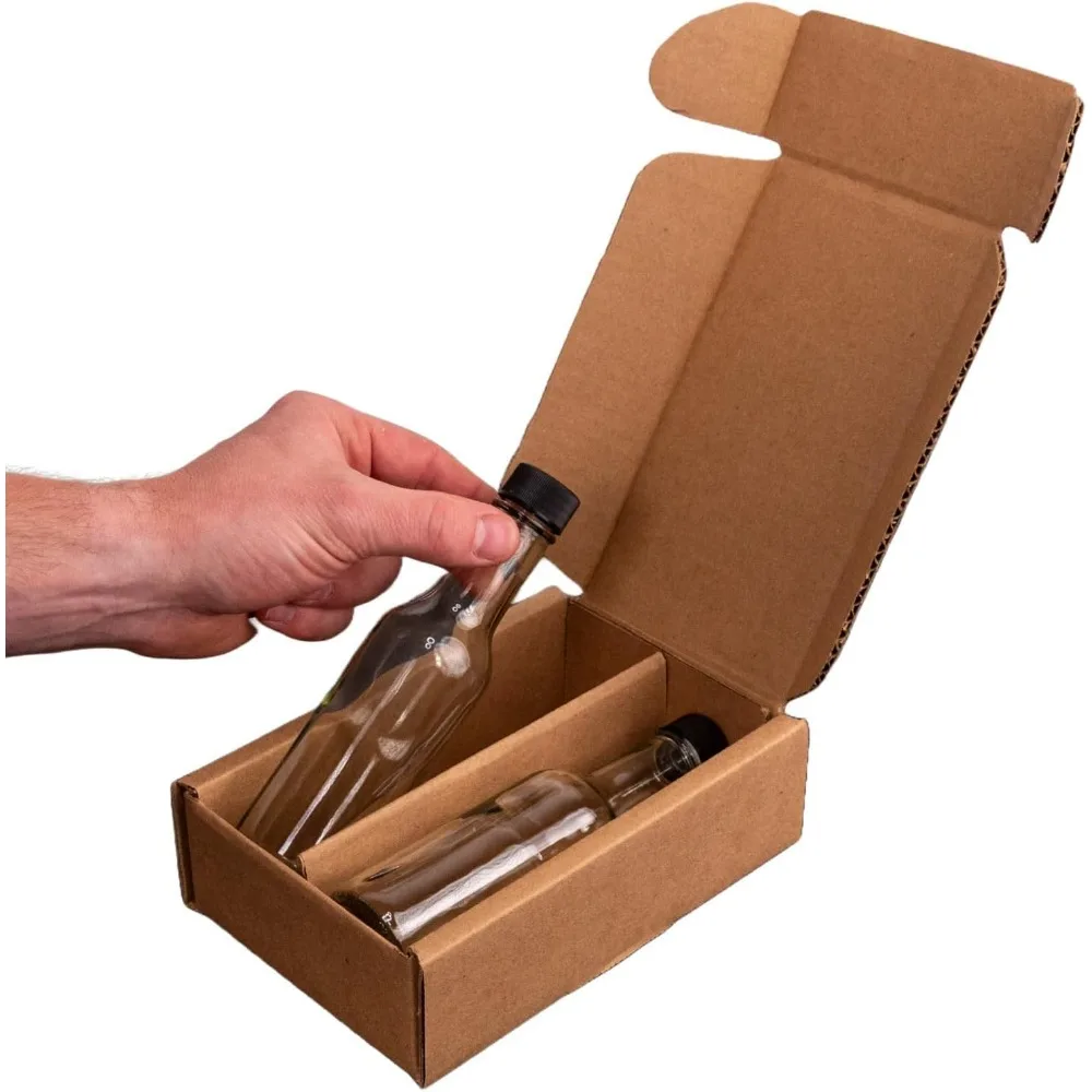 Customizable 5oz Bottle Holder Shipping Box for Homemade Hot Sauce, Bitters, Jams - Strong, Durable, USA-Made, Ideal for Small B