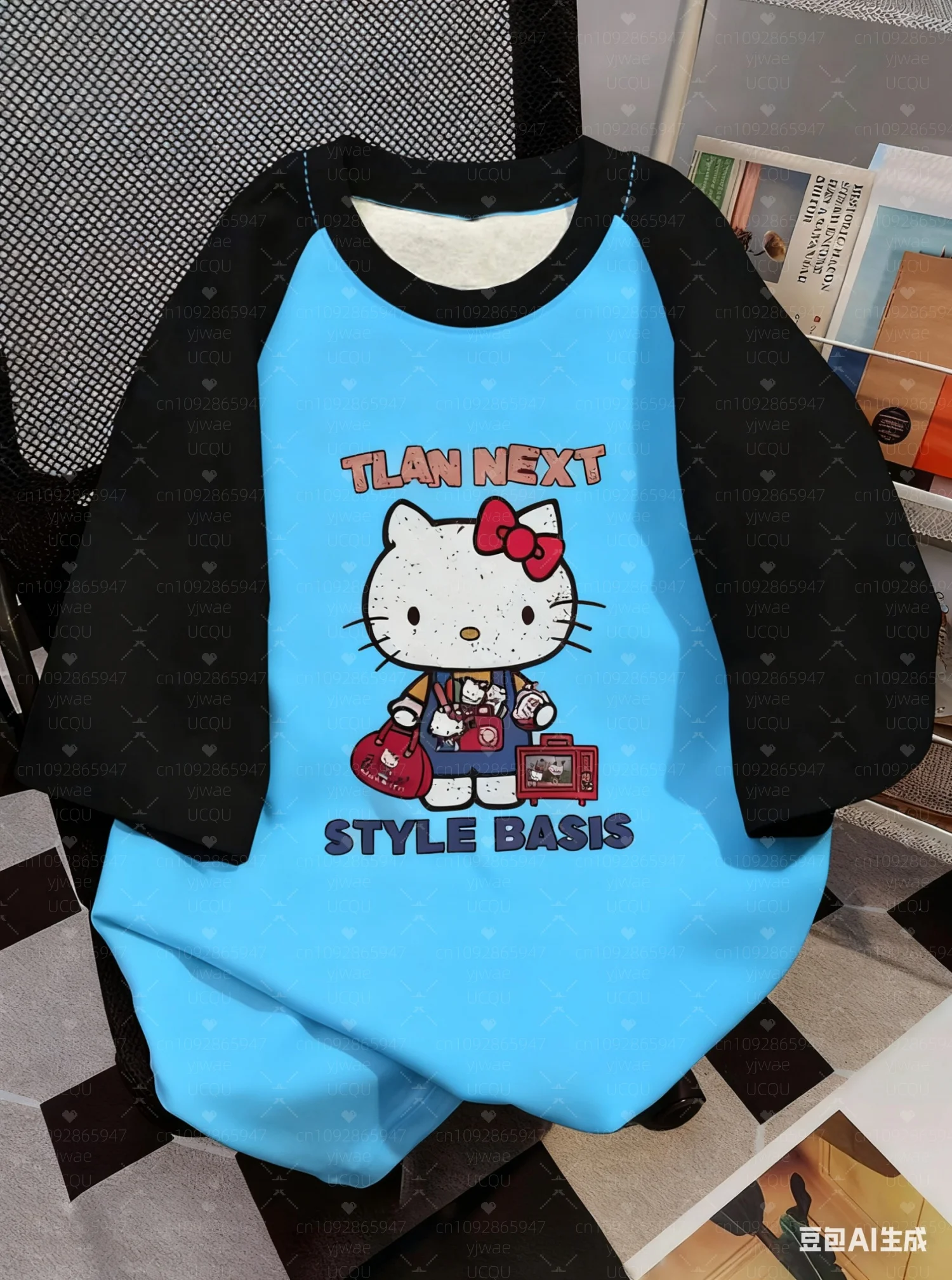 2025 حار بيع المرأة مرحبا كيتي طباعة خفيفة الوزن تنفس الخامس الرقبة قصيرة الأكمام تي شيرت المرأة تي شيرت المرأة جيرسي تي شيرت #5