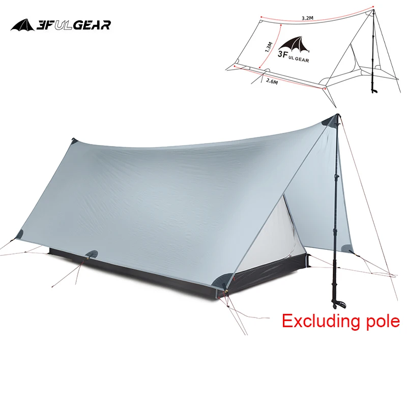 

3F UL GEAR 2 Person Outdoor Ultralight Camping Tent 3 4 Season Professional Waterproof 20D Silnylon Backpacking Rodless Tents