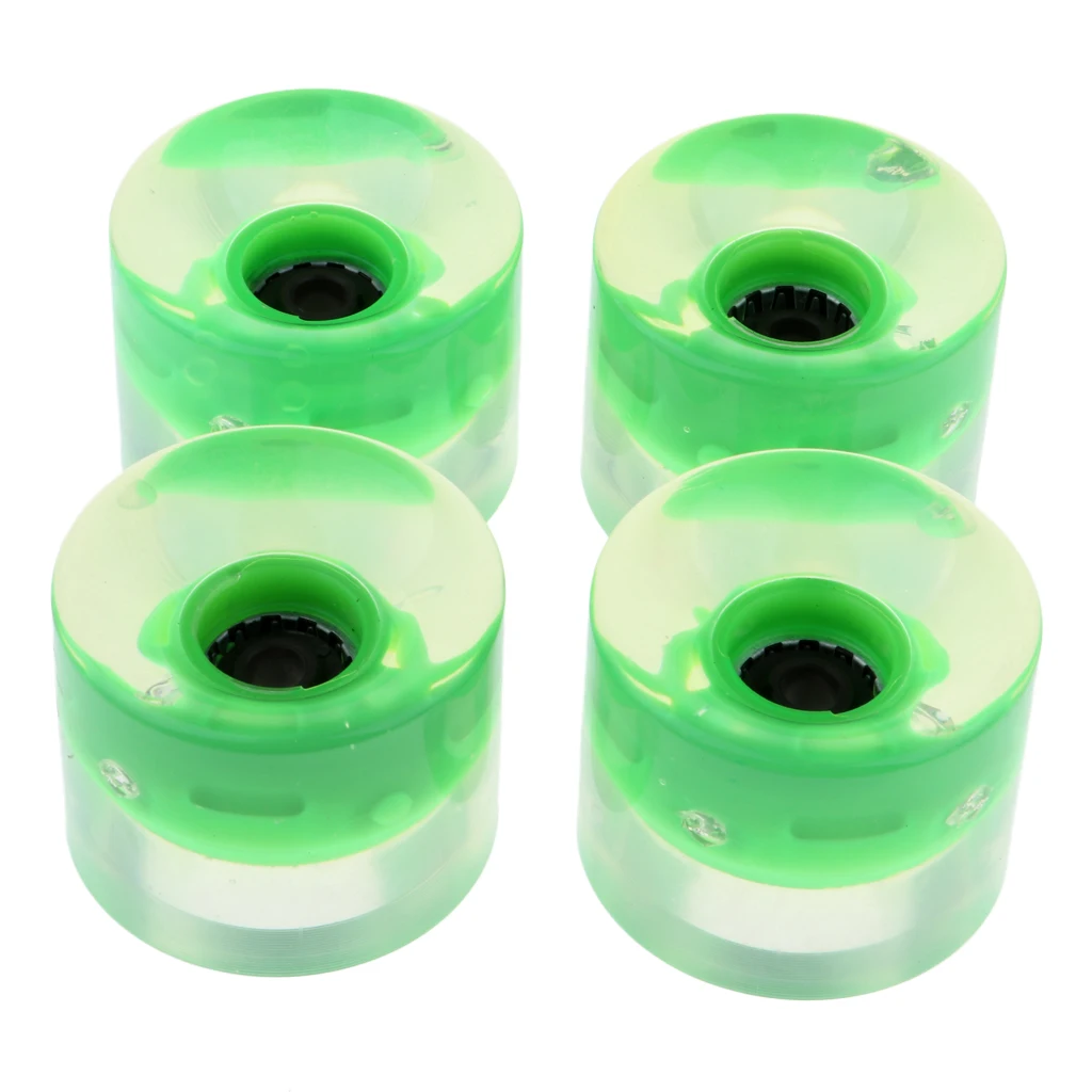 4pcs 60mm Light Up Flash Skateboard Longboard Wheels 78A with Bearing Core Glow at Night 5 color Skate Board Accessories