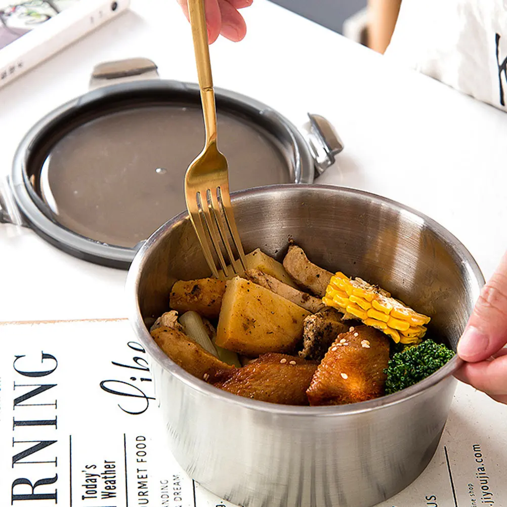 

Portable Fresh-keeping Box with Lid Bento Lunch Boxes Container Stainless Steel Snack Cup