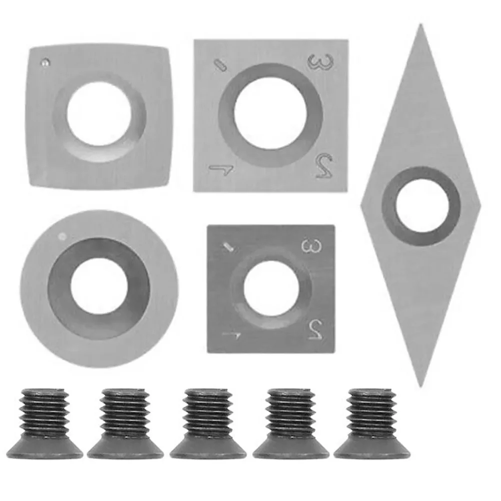 5 Piece Tungsten Carbide Cutter Inserts Set for Wood Lathe Turning Tools for Professional Carpenters and Beginners