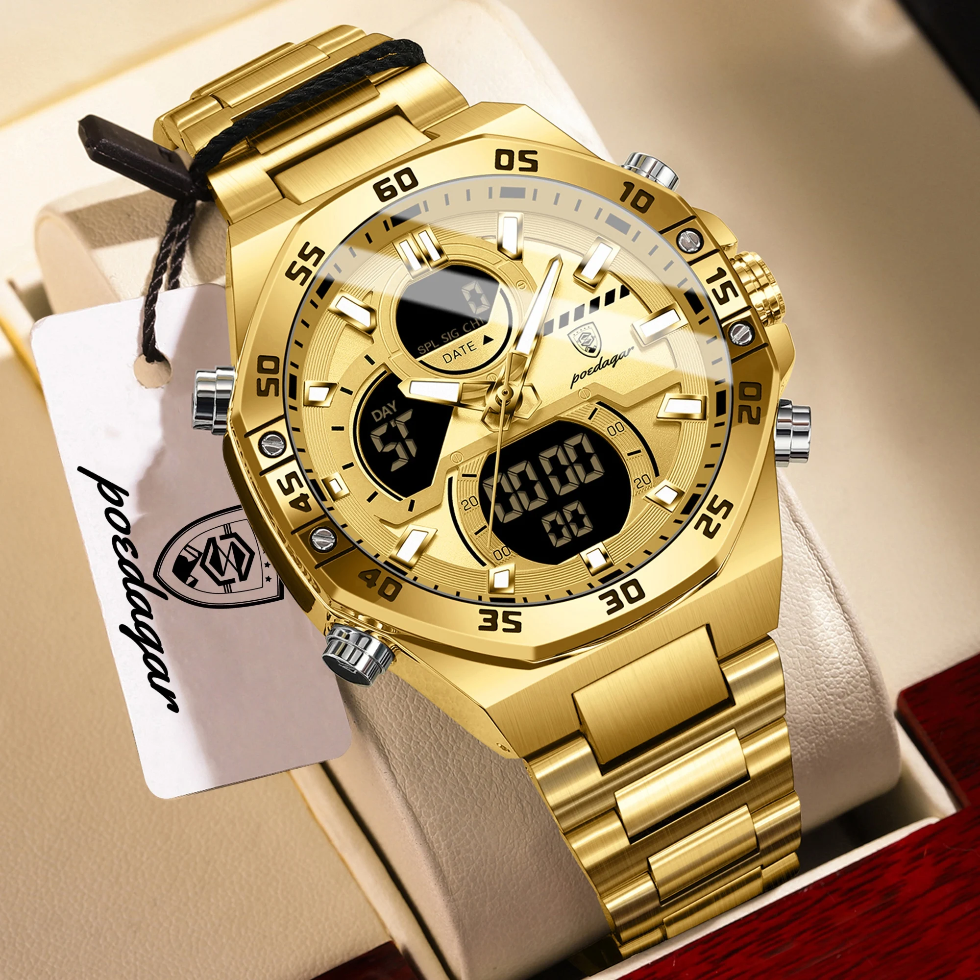 POEDAGAR Sports Digital Men Wristwatch LED Luminous Waterproof Quartz Man Watch Week Date Electronic Fashion Men's Watches Reloj