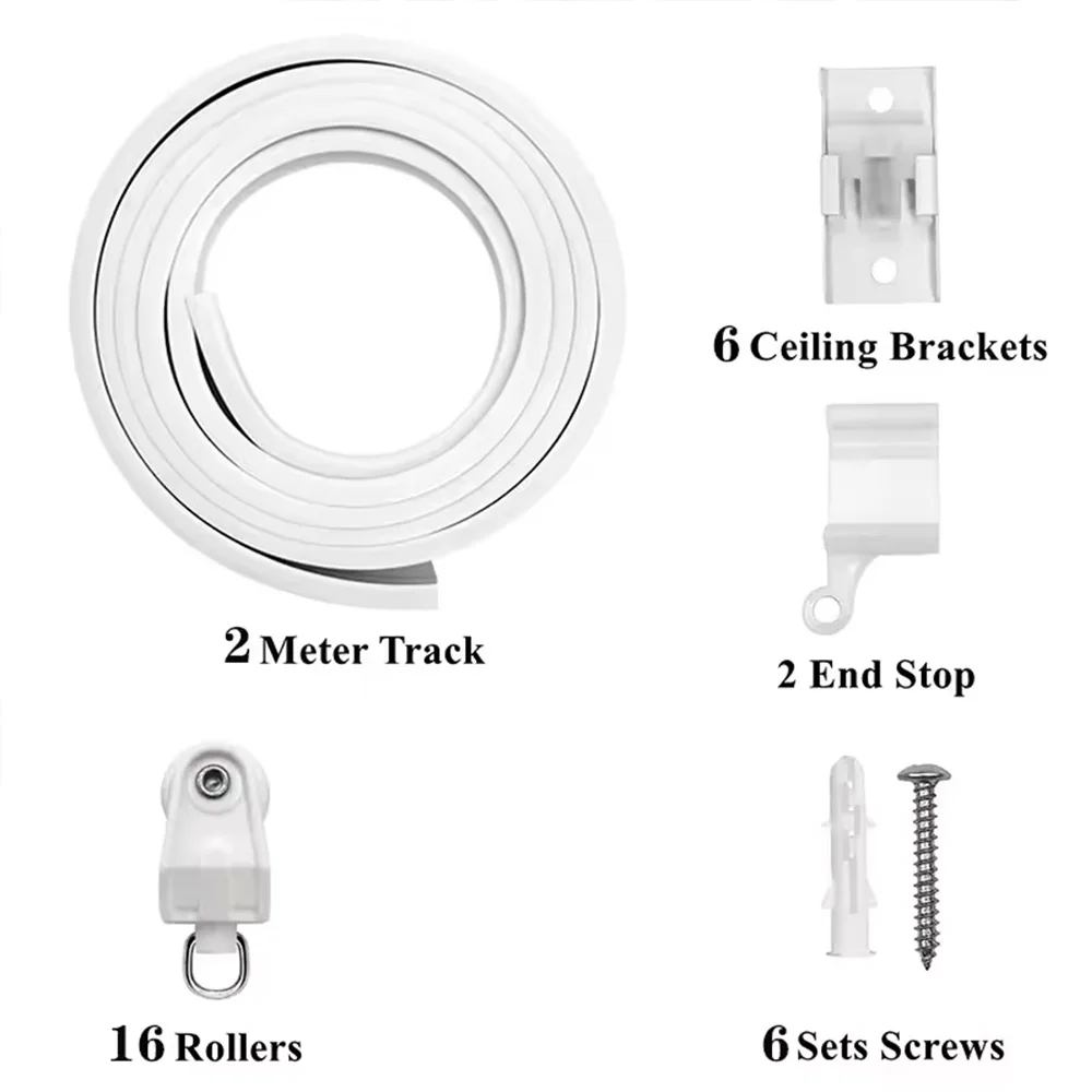House Balcony Bay Window Shower Room Bendable Curtain Track System Easy Installation Without Drilling 2/3/5/6 Meters