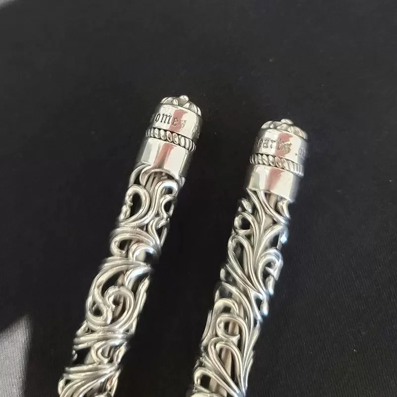 Heavy handmade, European court style, silver plating, hollow cross carving, metal signature pen, ballpoint pen, gift.