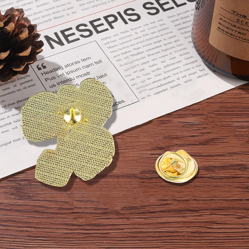 cartoon potted flower alloy enamel brooch metal badge green plant lapel pin