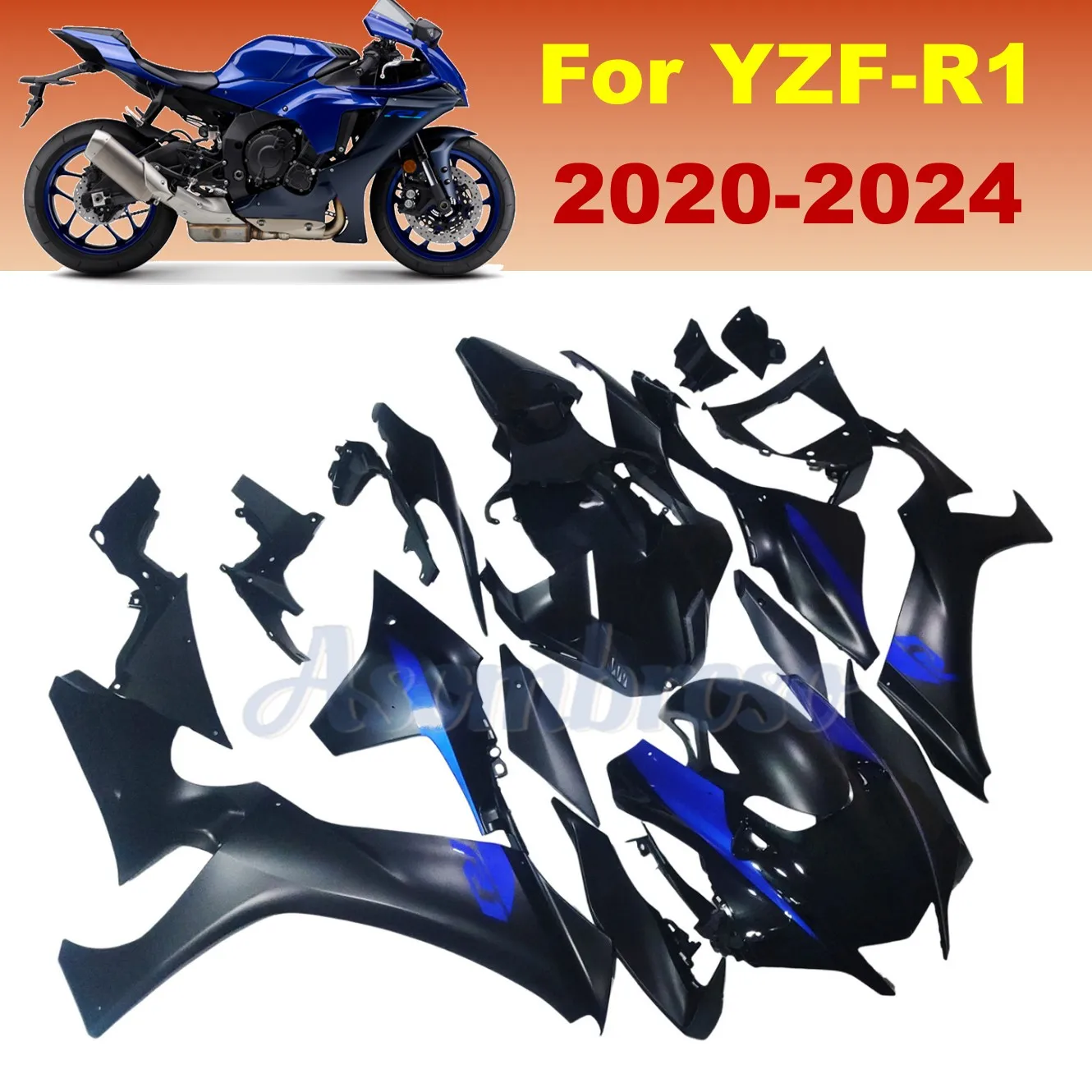 

ABS Injection Fairing kit For YZF-R1 Yamaha 2020 2021 2022 2023 2024 2025 YZFR1 Matte Black Bodywork Full Panels Cowl