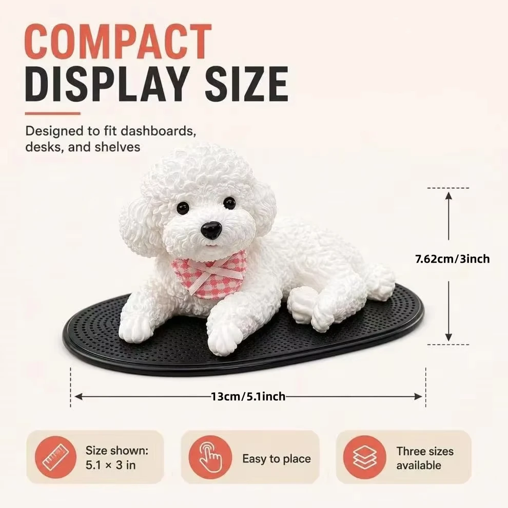 Car Dashboard Teddy Poodle Puppy Ornament Cute Dog Figurine Auto Interior Decoration Car Styling Decor Gift Car Accessories