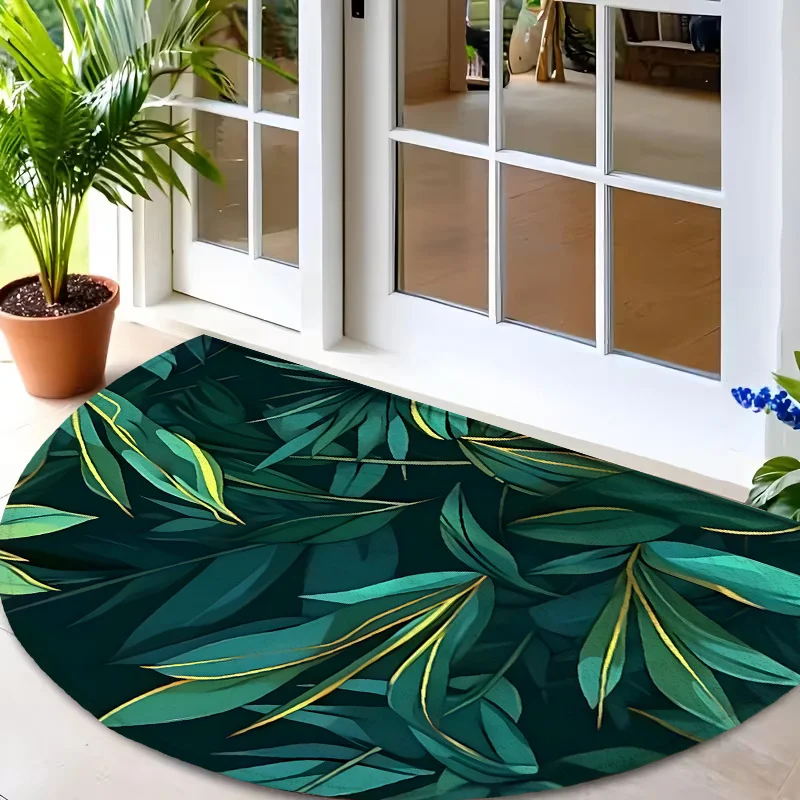 Rustic Nature Jungle Animal Scene Semi Circle Floor Pad Commercial Entry Rug For Dance Studio Bistro Coffee Bar