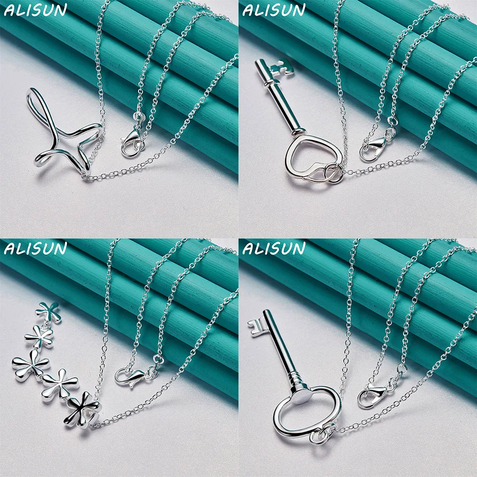 

ALISUN 40-75cm 925 Sterling Silver Design Pendant Necklace For Women Men Anniversary Gift Popular Wild Fashion Romantic Jewelry