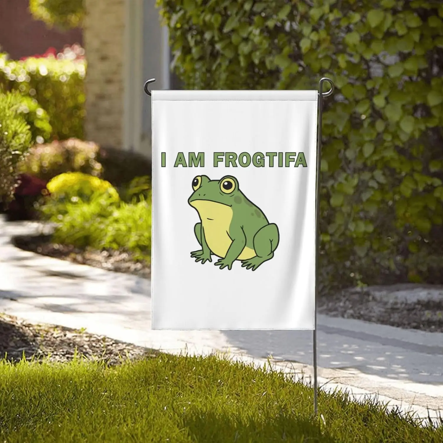 I am Frogtifa Garden Flag 12x18 Resist Portland Frog Protest Yard Sign House Flag No Flagstand Double Sided FFL IIC