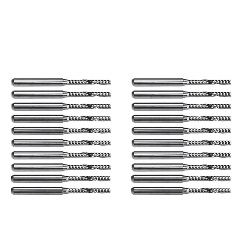 AT21-20 PCS 2Mm X 15Mm Carbide Single Flute End Mill Router Bit For Engraving Machine