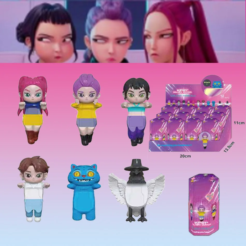 

2025 Kpop охотники на демонов, аниме-фигурка, мини-игрушки, милая загадочная коробка из ПВХ, коллекционная модель куклы, украшение для стола, подарки