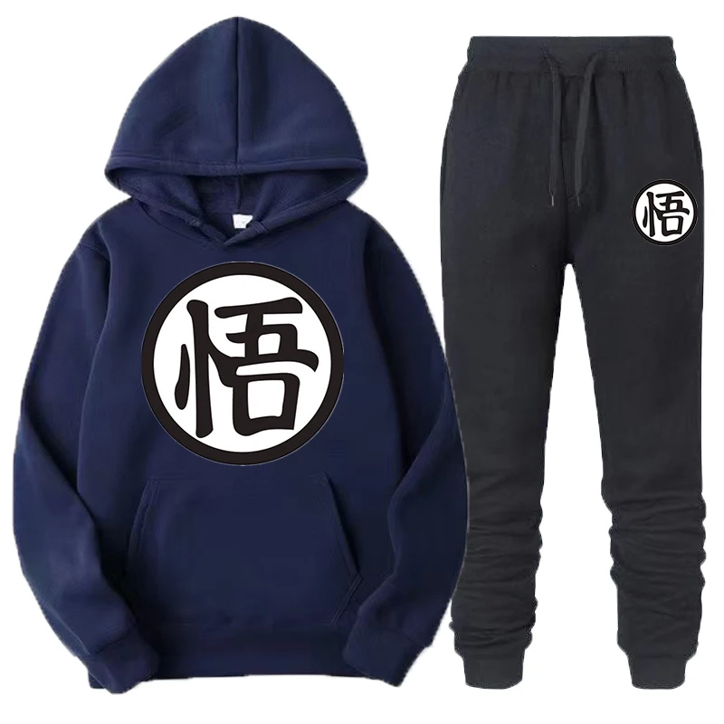 New men's hoodie + pants two-piece suit, hooded jumper, sweatpants, athleisure jogging tracksuit, 2-piece men's tracksuit