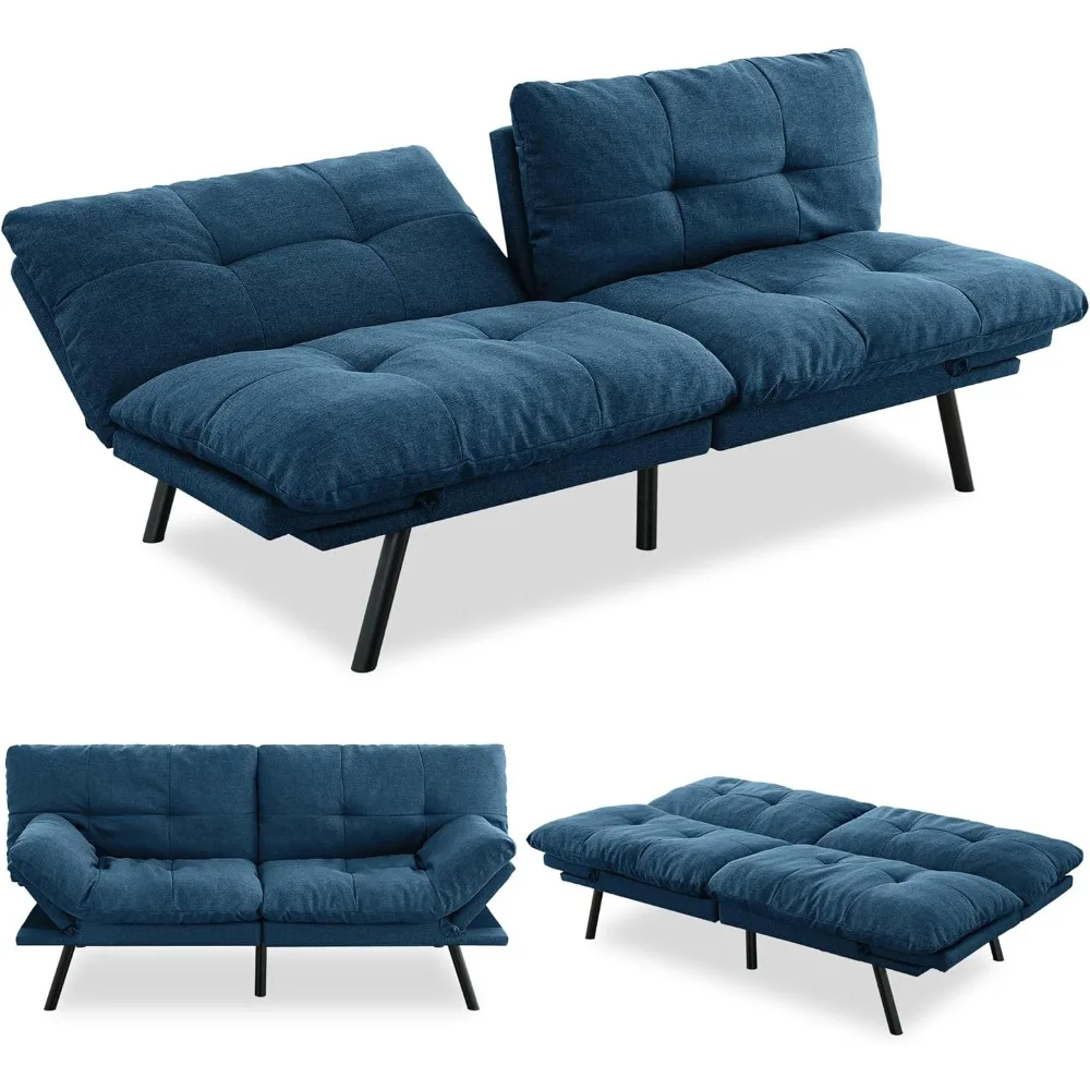 Трансформируемый диван-футон, 71-местный тканевый диван-футон с регулируемой спинкой и подлокотником, небольшой двухместный диван-кровать, футоны для общежития