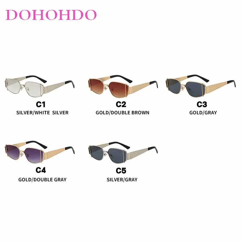 Luxury Brand Design Punk Metal Y2K Oval Frame Women Sunglasses Men's Sun Glasses Summer Traveling Drive Fashion Goggles UV400