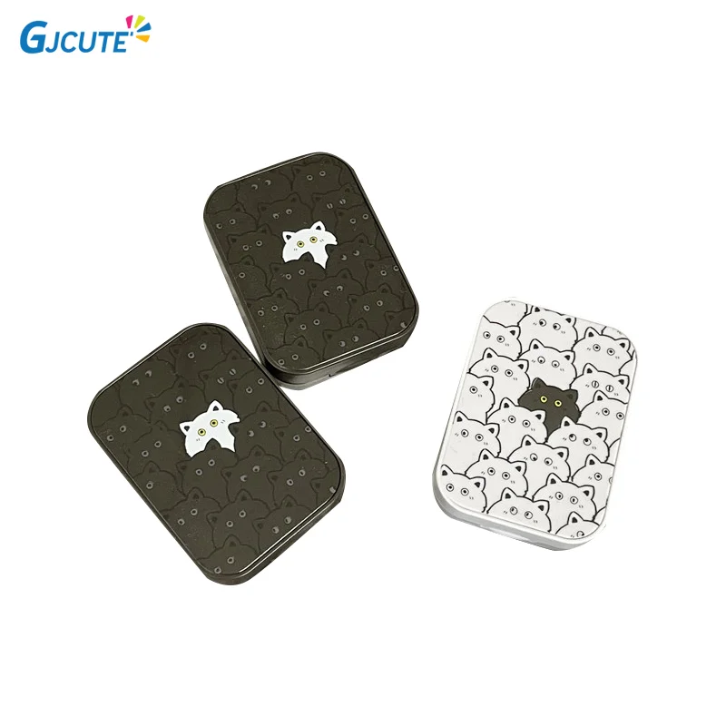 New Ins Cute Cat Compact Contact Lens Case Partner Box Pupil Care Box Flip Cover Companion Box Care Box 2-Pack