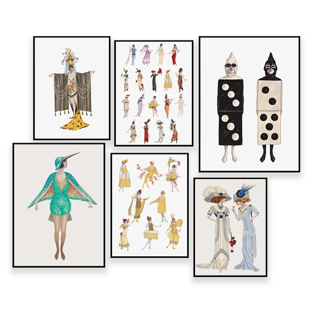 1920s flapper fashion poster - Printable wall art deco chart - Vintage print 20s ladies outfits eclectic wall decor
