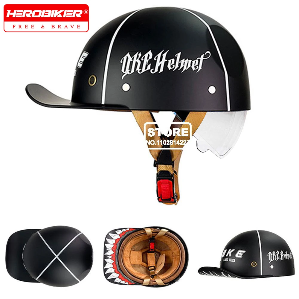 Motorbike Baseball Cap Half Helmet Riding Women Retro Motorcycle Half Helmet Anti Drop Motorcycle Scooter Helmet