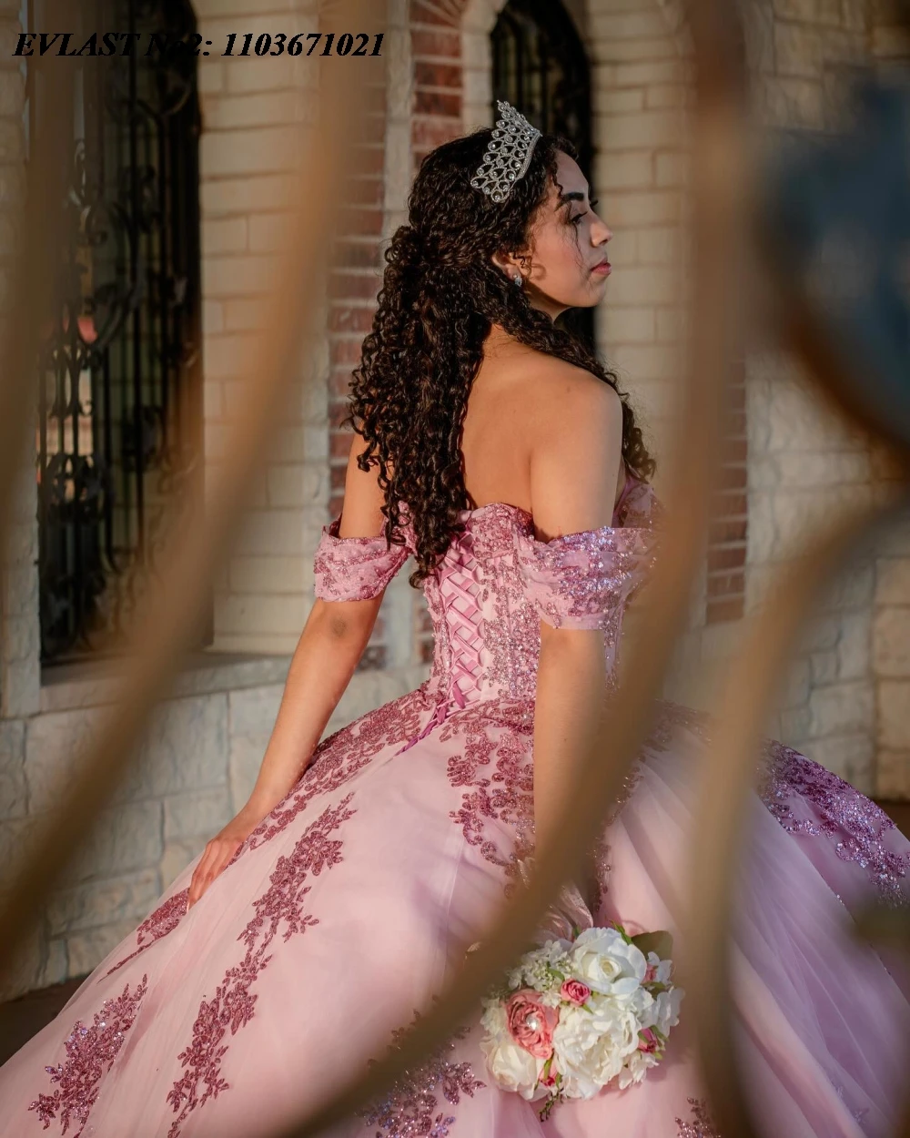 EVLAST disesuaikan Pink Quinceanera gaun gaun gaun bola berkilau renda Applique manik-manik payet korset manis 16 Vestidos De 15 Anos E2Q09