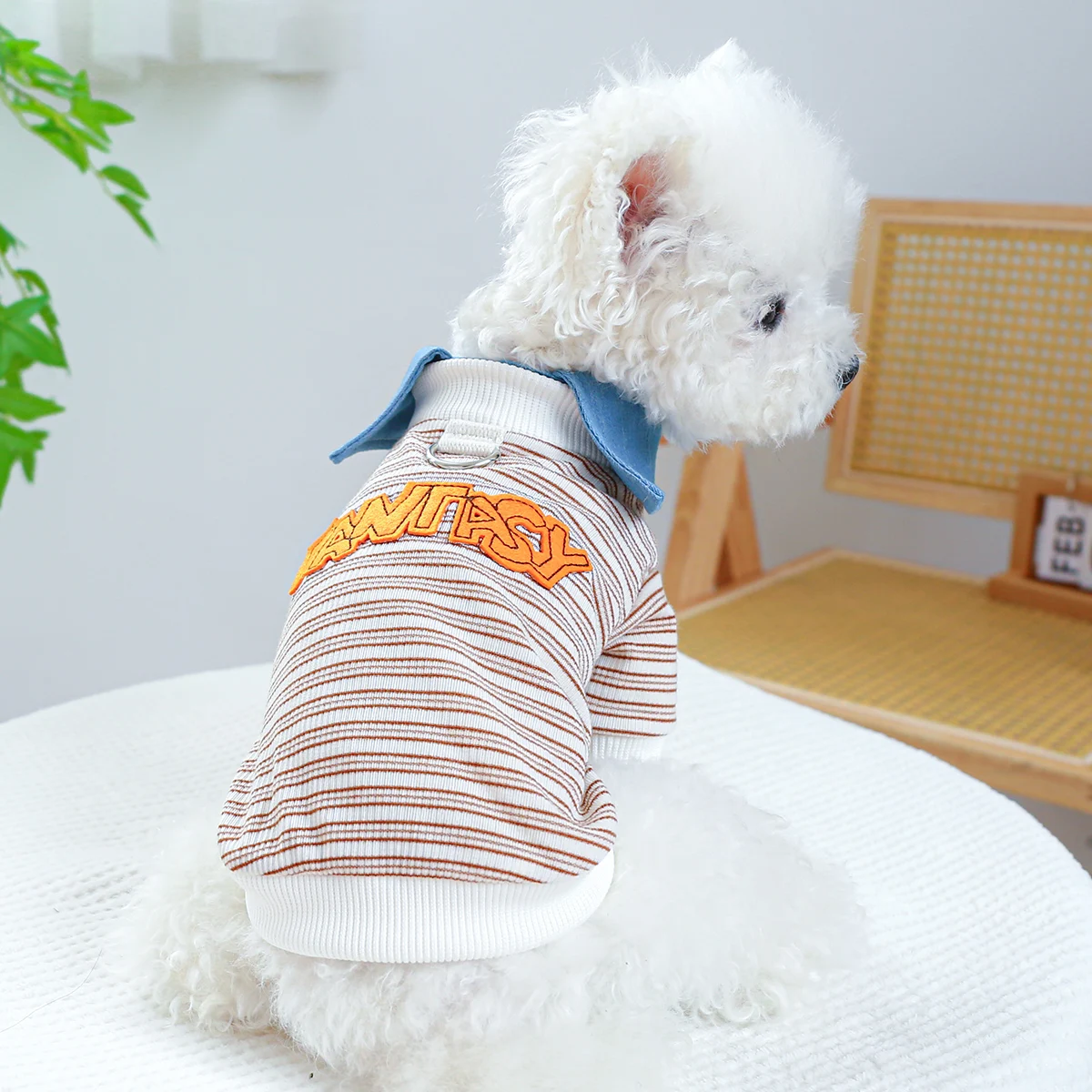 1PC Pet Clothing Cat Spring and Autumn Thin Fake Two Piece Shirt Pullover Crew Neck With Drawstring Buckle For Small Medium Dogs