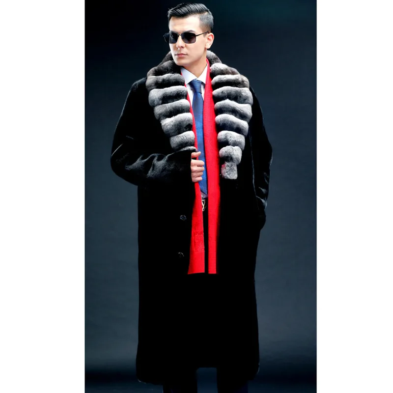 2026 Men Faux Fur Coats Solid Long Overcoats Big Turn Down Collar Full Sleeve Open Stitch Loose Streetwear Casual Autumn Winter