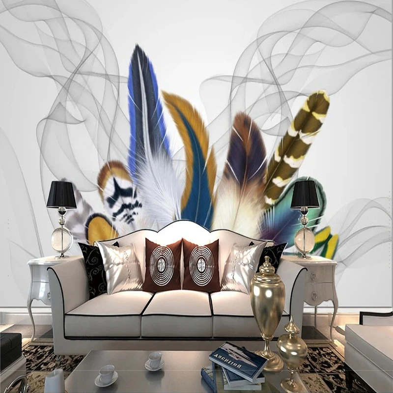 Custom 3D Any Size Nordic Color Feather TV Background Wallpaper For Bedroom Walls Painting Home Décor Papel De Parede Tapety Art