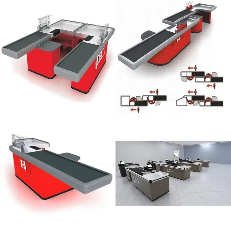 Fast Automatic Cashier Counter Stainless Steel Supermarket Checkout Conveyor Belt