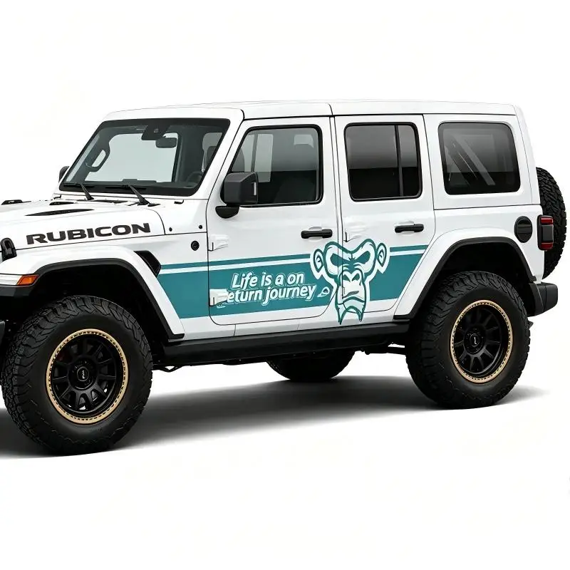For Jeep Wrangler Tank 300 Bronco Monkey Car Sticker Side Door Body Stripe Decal Racing Strip Auto Exterior Off-Road Modificatio
