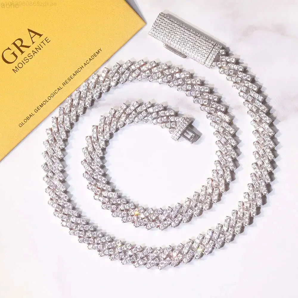 

Sale Hiphop Style Jewelry High Quality Wide 10mm Iced Out Single Row Cuban Link Chain