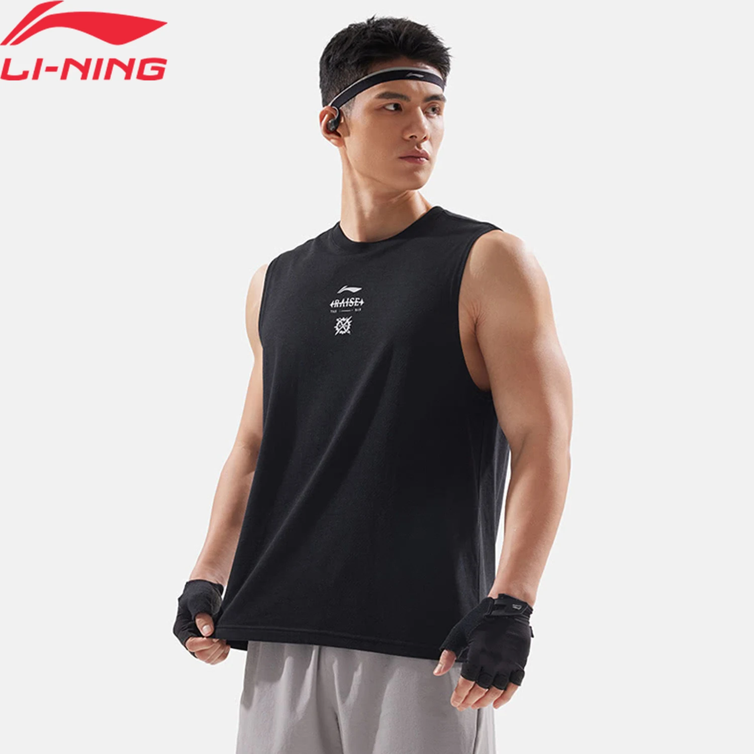 Li-Ning Men's Training Vests AT DRY FREEZE 51%Polyamide 45%Cotton 4%Elastane Loose Fit LiNing Fitness Sleeveless Top AVSV045