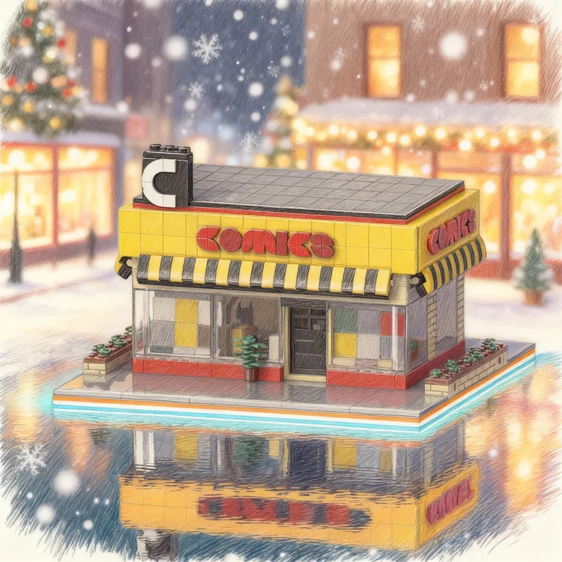 

Набор для сборки модульной модели комикс-магазина MOC из 1023 деталей, строительные блоки, архитектурные конструкторы, идеи для рождественских подарков, креативное образовательное пособие