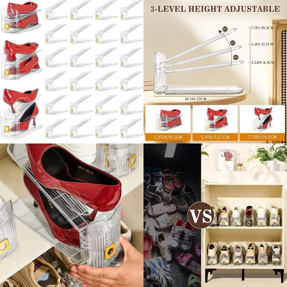 

Набор из 24 органайзеров для обуви - складные подставки для обуви для экономии места в шкафу