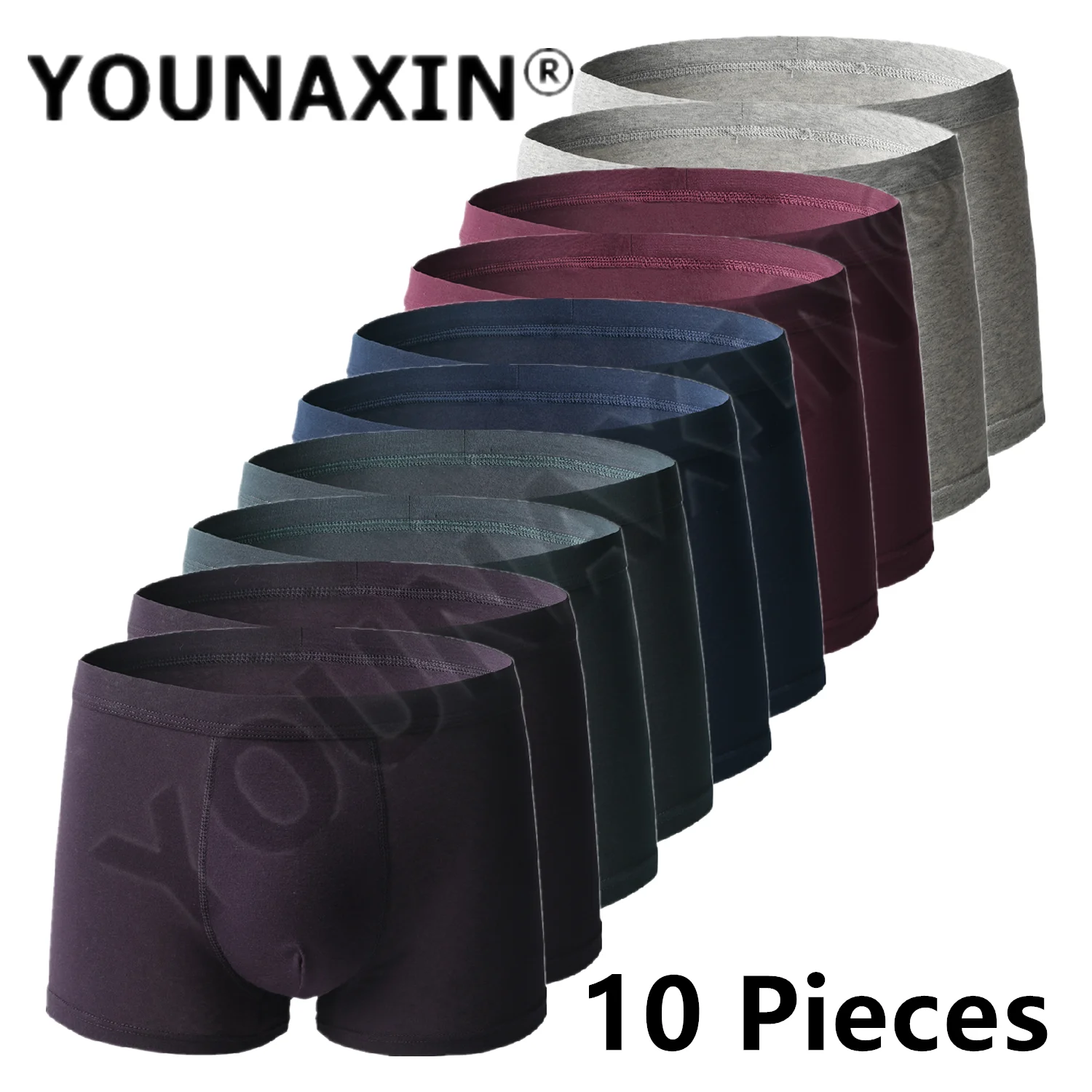 YOUNAXIN 10 Pcs Men\'s Underwear Plus Bigger Cotton Large Size Undies Boxer Shorts Solid Underpants L XL 2XL 3XL 4XL 5XL 6XL