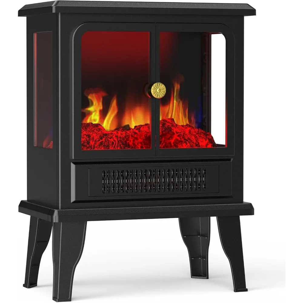 스위트크리스피 19인치 독립형 전기 벽난로 히터, 조절 가능한 불꽃 효과를 갖춘 실내 벽난로, 간편한 제어, 소형 코너