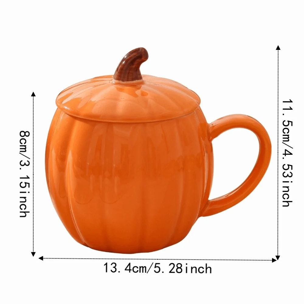 Breakfast Cup Orange Halloween Pumpkin Mug 320ml Dustproof Ceramic Tea Cup Decorative Creative Coffee Cup Kitchen 6