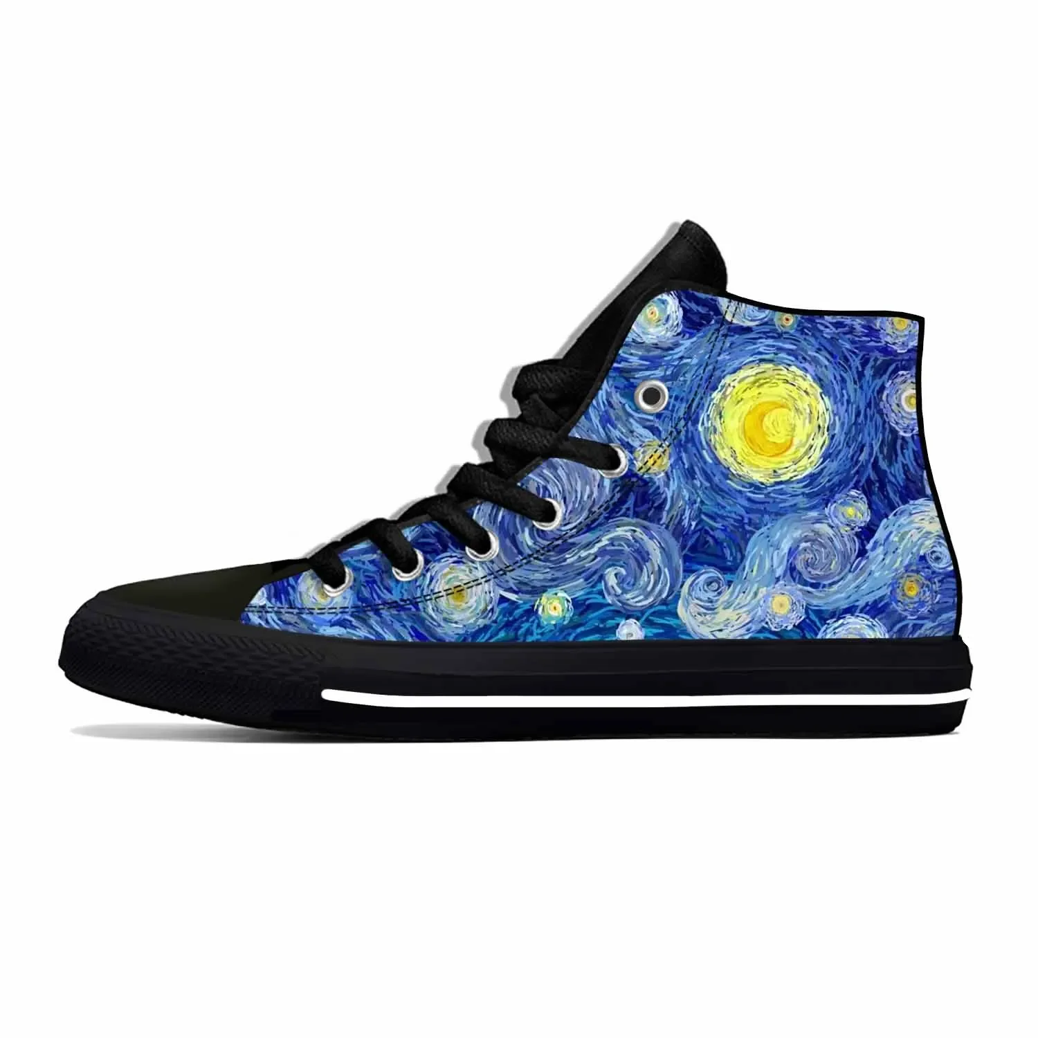 Vincent Van Gogh Starry Night Oil Painting Funny Casual Cloth Shoes Comfortable Breathable 3D Print Men Women High Top Sneakers