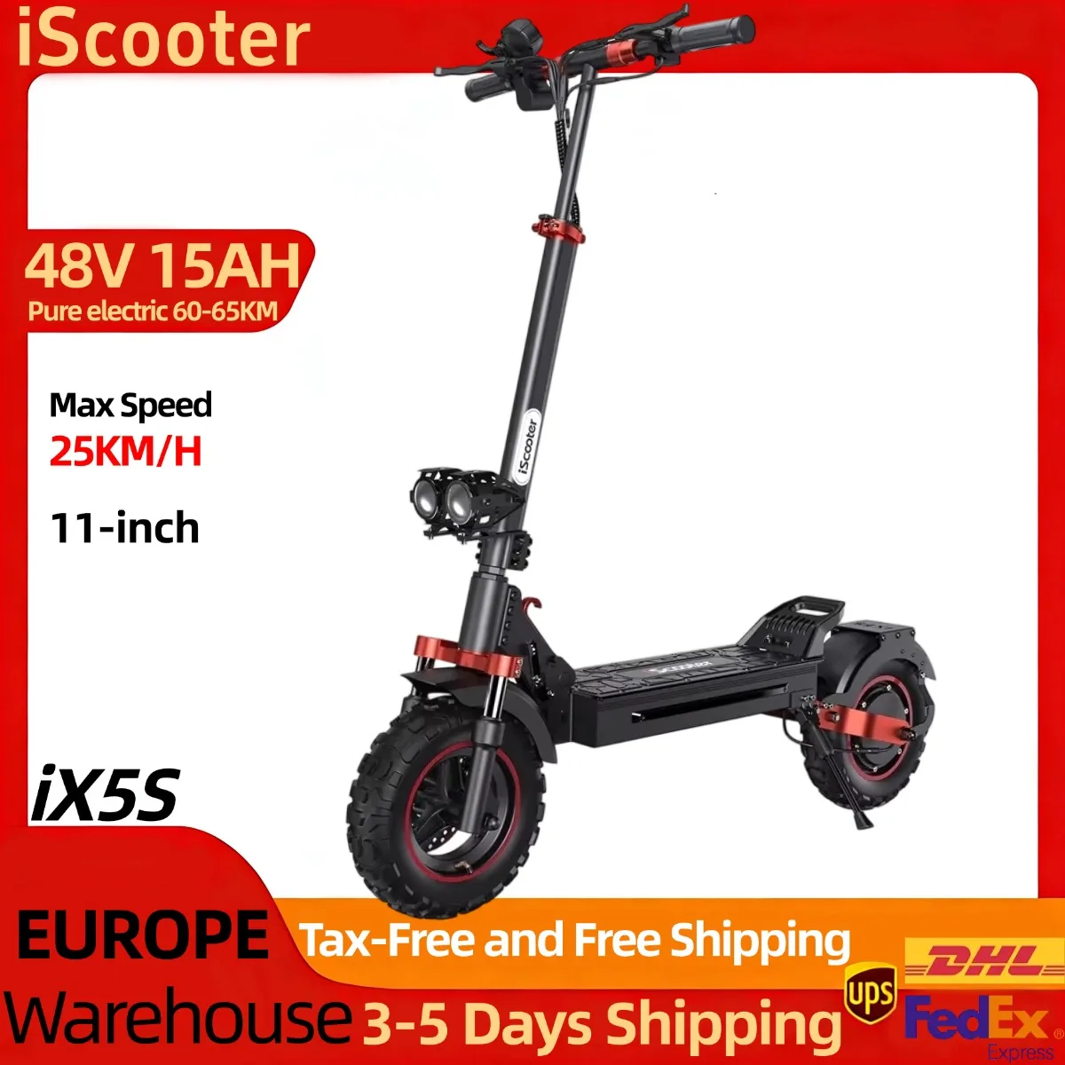 Monopattino elettrico Iscooter Ix5S 48V 15Ah per adulti, motore brushless, batteria al litio rimovibile, monopattino elettrico portatile, pneumatico da 11 pollici, autonomia elettrica di 60-65 km,