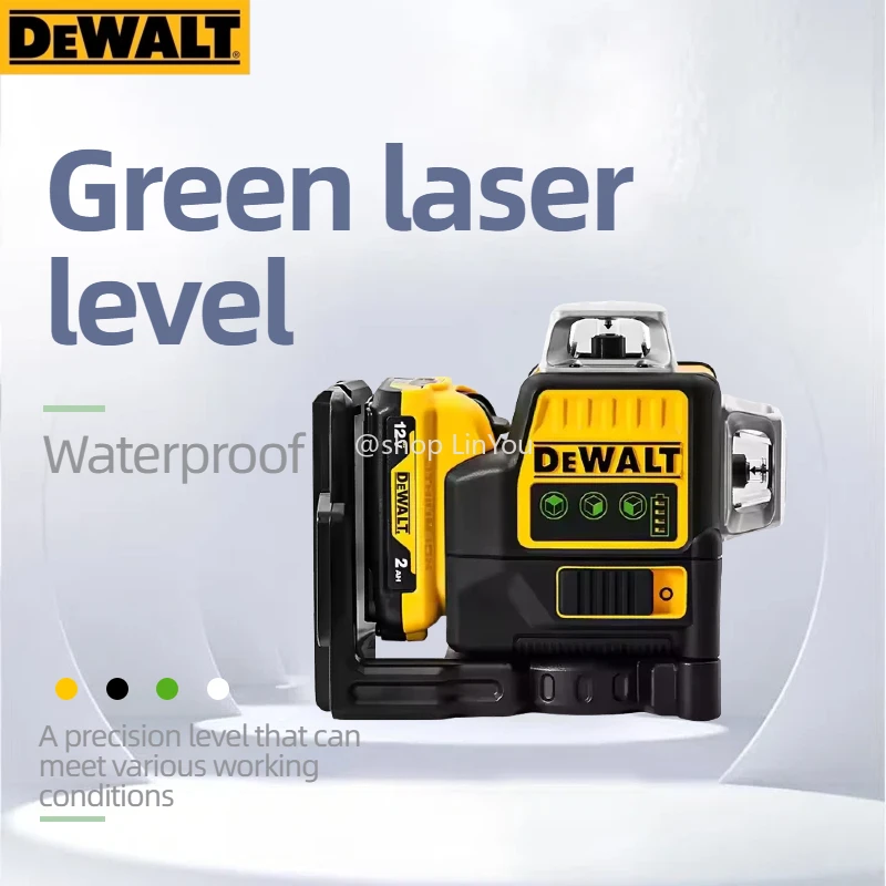 Dewalt DW089LG 12 lignes niveau Laser 3 côtés * 360 degrés Vertical Horizontal vert niveau de lumière mètre extérieur niveau laser trépied