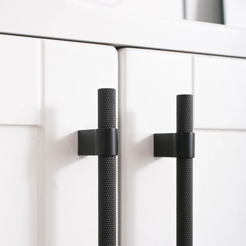 TONA Knurled Solid Brass Furniture Handle/Knobs Cabinet Pull Kitchen Cupboard Drawer Pulls Black Home Decor Door Pull Handle
