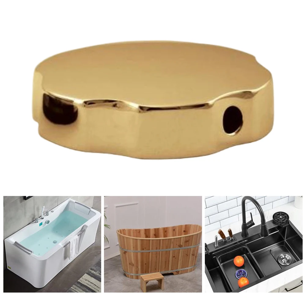 1pcs Bathroom Renovation Brushed Gold Bathtub Rotating Knob Overflow Prevention Brass Control Knob For Bathroom Fixtures Decor