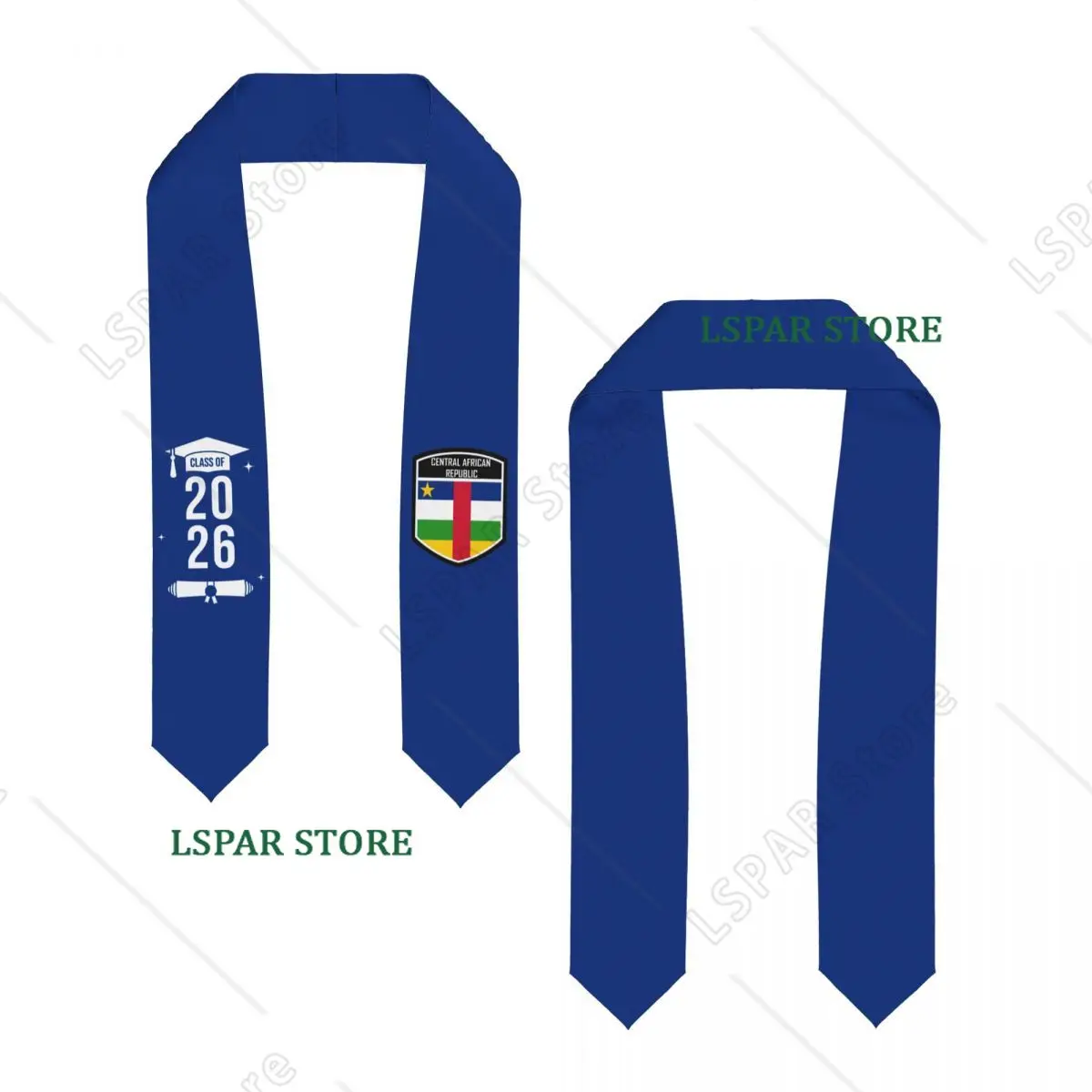 Class Of 2026 Central African Republic Flag Graduation Stole Sash Scarf For International Students Proud 183CM Long
