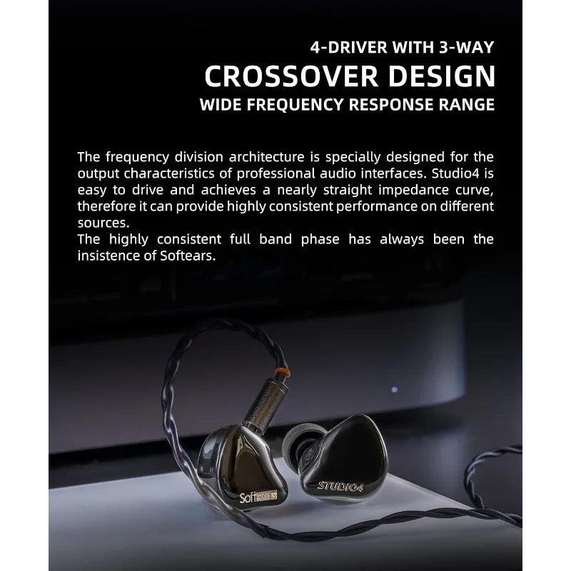 سماعات أذن Softears Studio4 4BA HiFi Series سماعات أذن سلكية احترافية داخل الأذن مع كابل 0.78 مم 2Pin #6