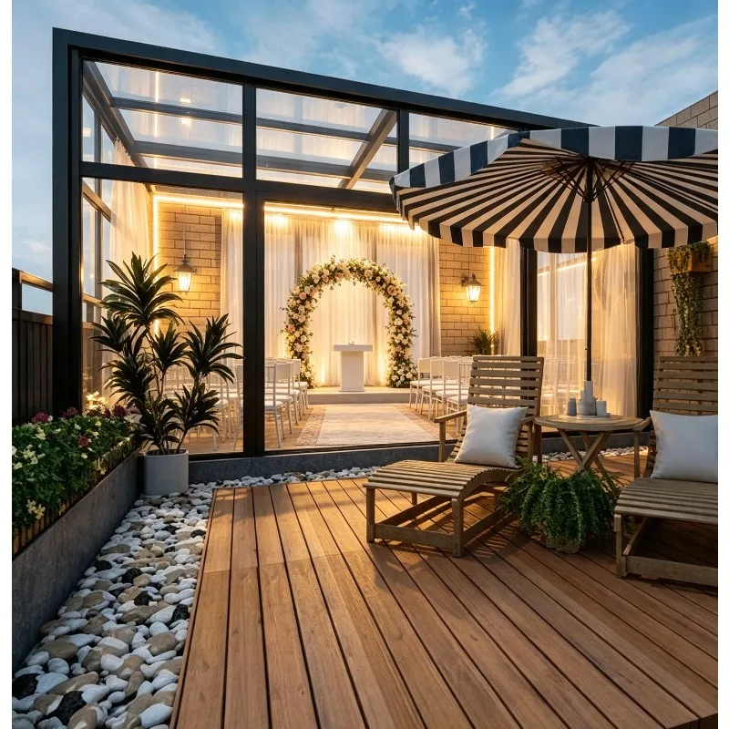 Foldable Mobile Aluminum Alloy Sunroom Glass House Space-Saving Weatherproof Eco-Friendly Villa Sun RoomConstruction Modern