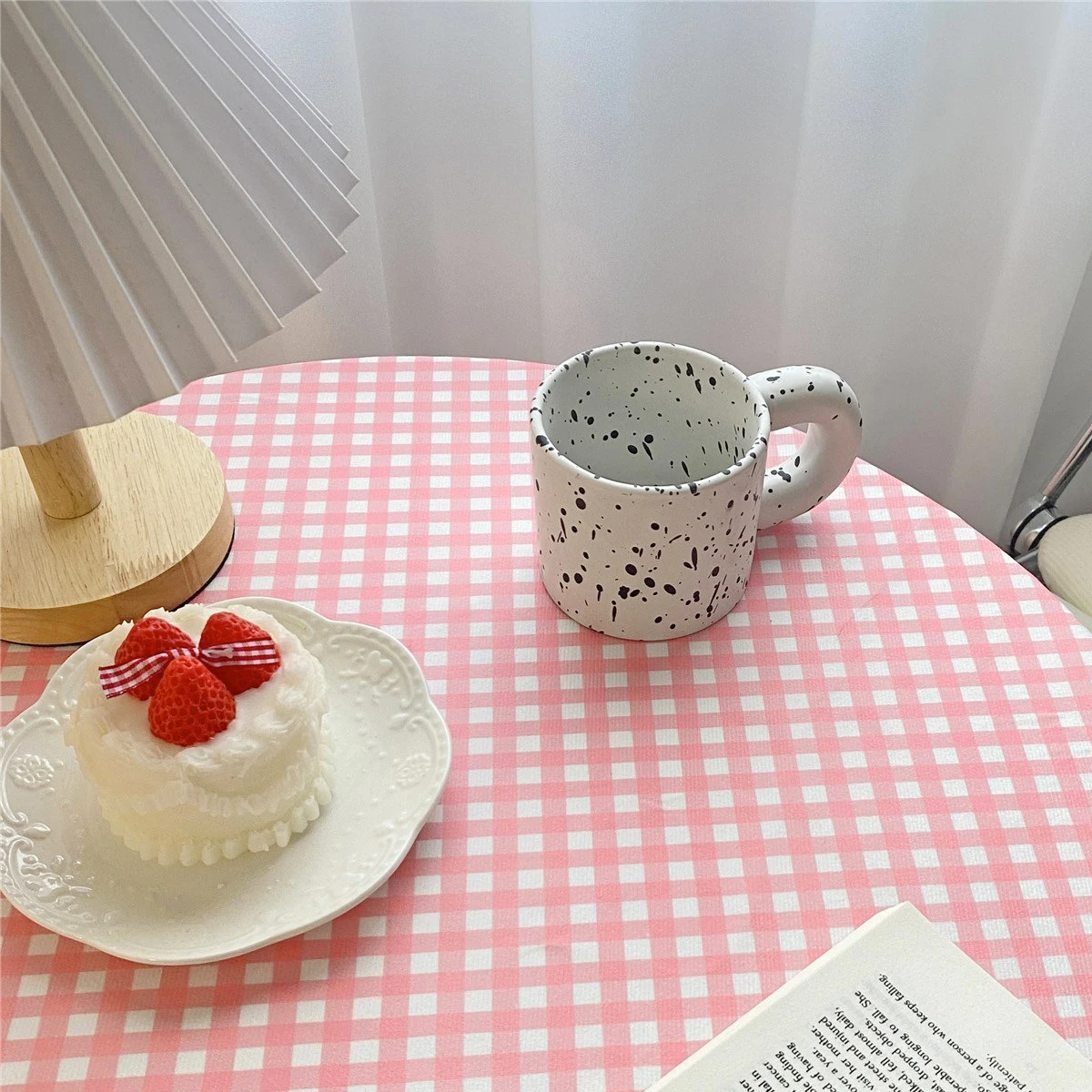 1PC Valentine\'s Day Pink and White Checkered Tablecloth, Restaurant Kitchen Picnic Wedding Party Decoration Tablecloth