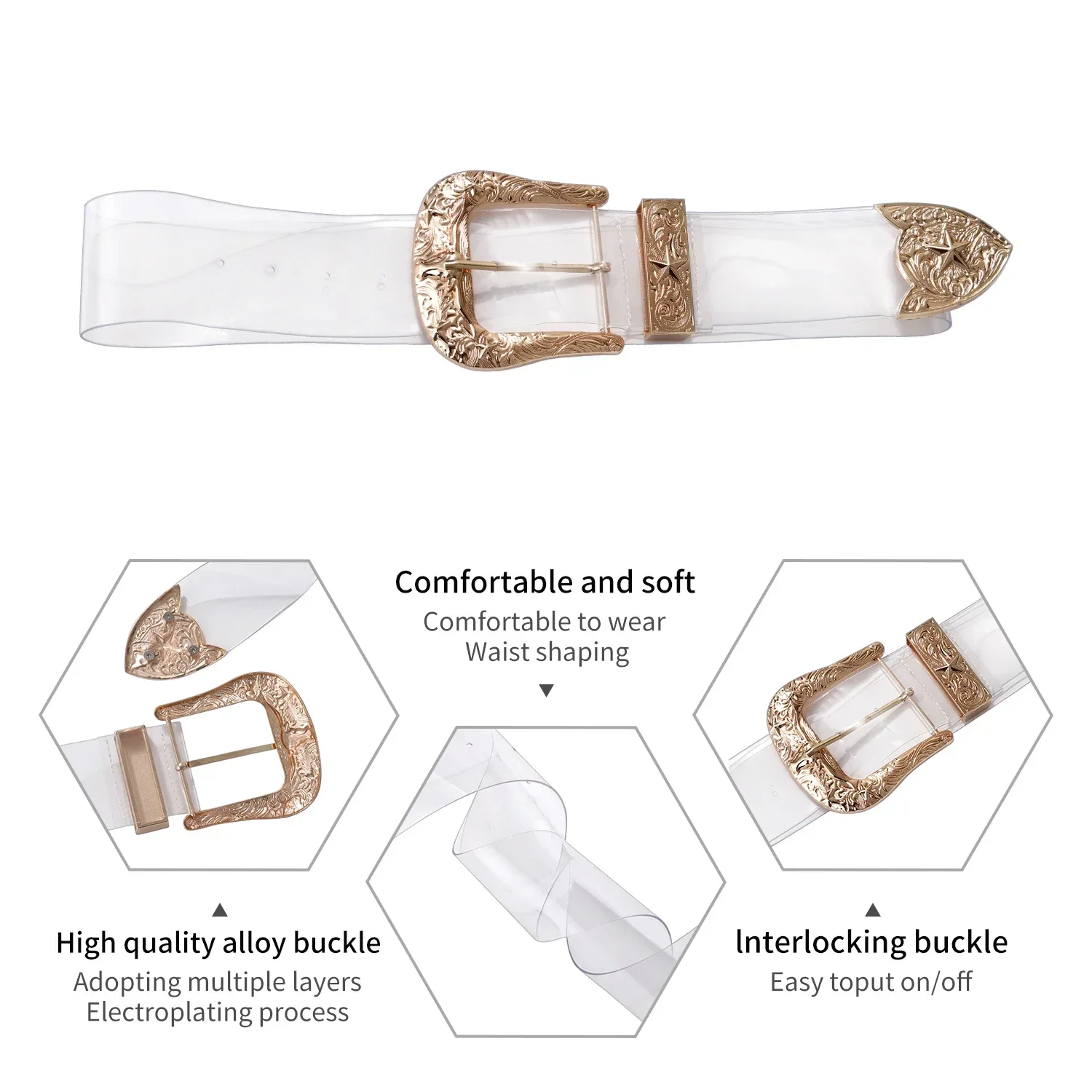 High Quality Ladies Personality Fashion Transparent Wide Waist Seal Dress Shirt Decoration Belts for Women Luxury Designer Brand