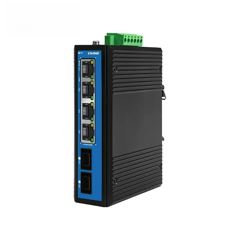 Factory Din Rail Fiber Sfp Uplink 1000Mbps Gigabit Ethernet Switch 6 Ports Industrial Poe Network Switches