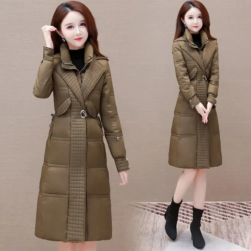 2023 Winter New Down Jackets Women High Quality Over-Knee Slim Thicken Warm Coat Female Solid Ladies Overcoat Tops A1299