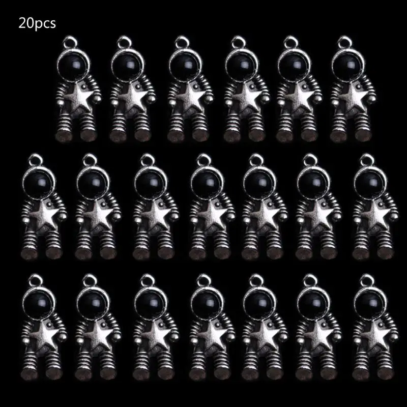 ZB91 20 Pcs/Set Universe Astronaut Charms DIY Bracelet Necklace Pendant with Loop Tibetan Silver Findings for Jewelry Making