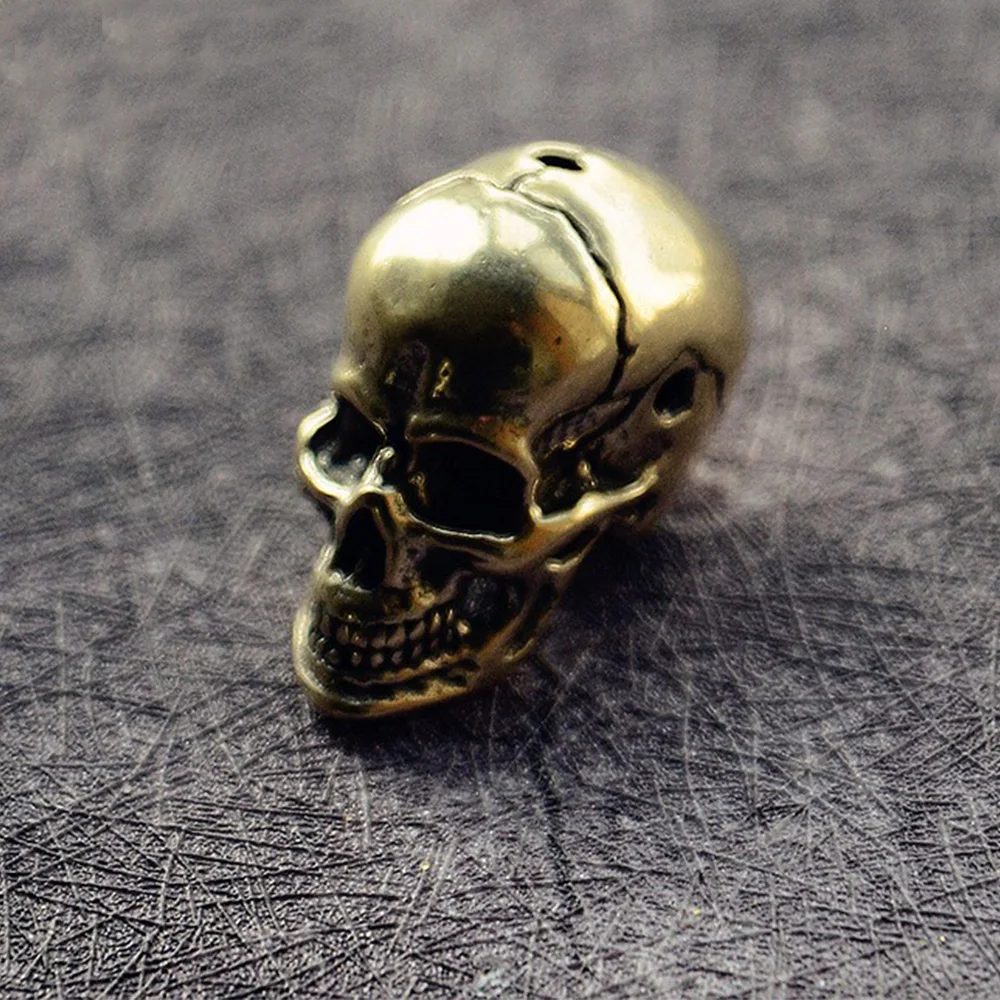 Brass Skull Retro Style Skull Statue with Holes DIY Accessory Decoration